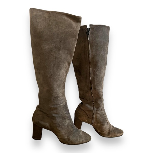 Vintage Valley Gray Suede Heel Boots with Zippers Chunky Heel Size 8.5 - Picture 10 of 13